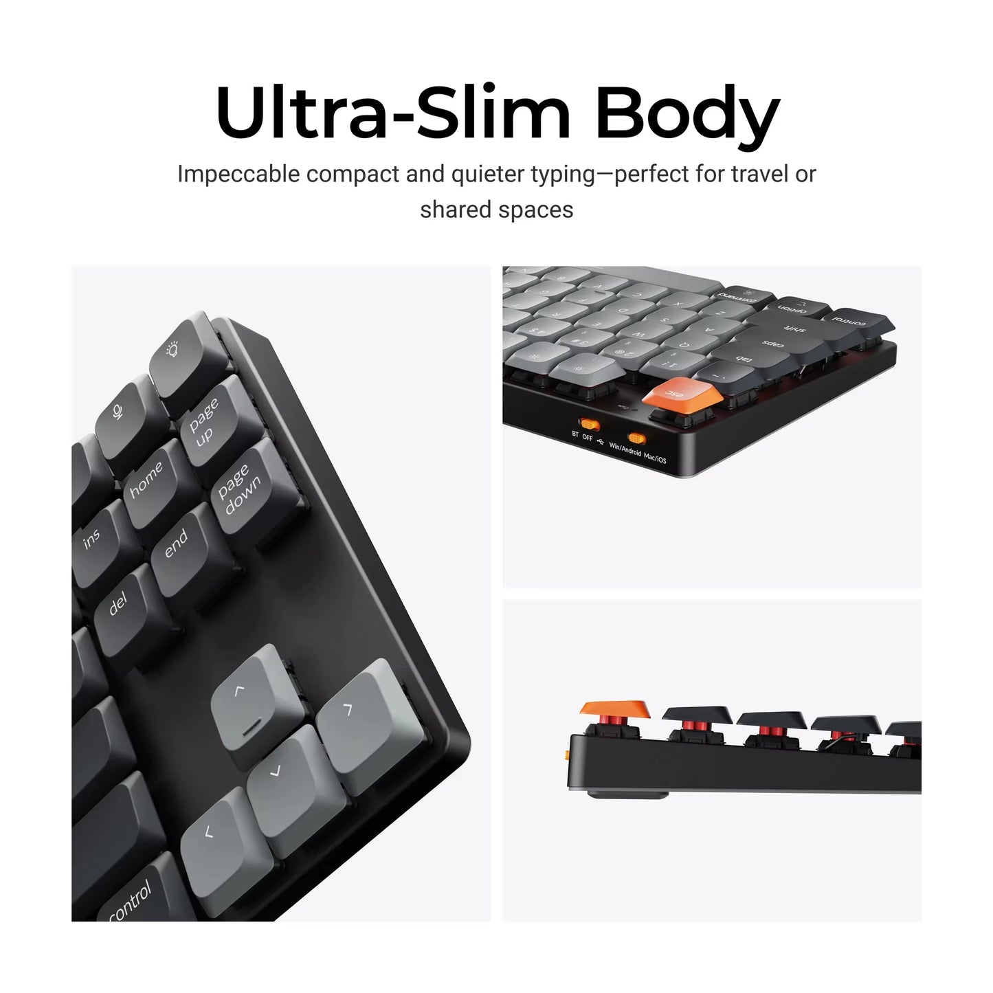 K1 Version 6 QMK Wireless Custom Mechanical Keyboard Low Profile Switch Ultra Slim Double-Shot PBT Keycap