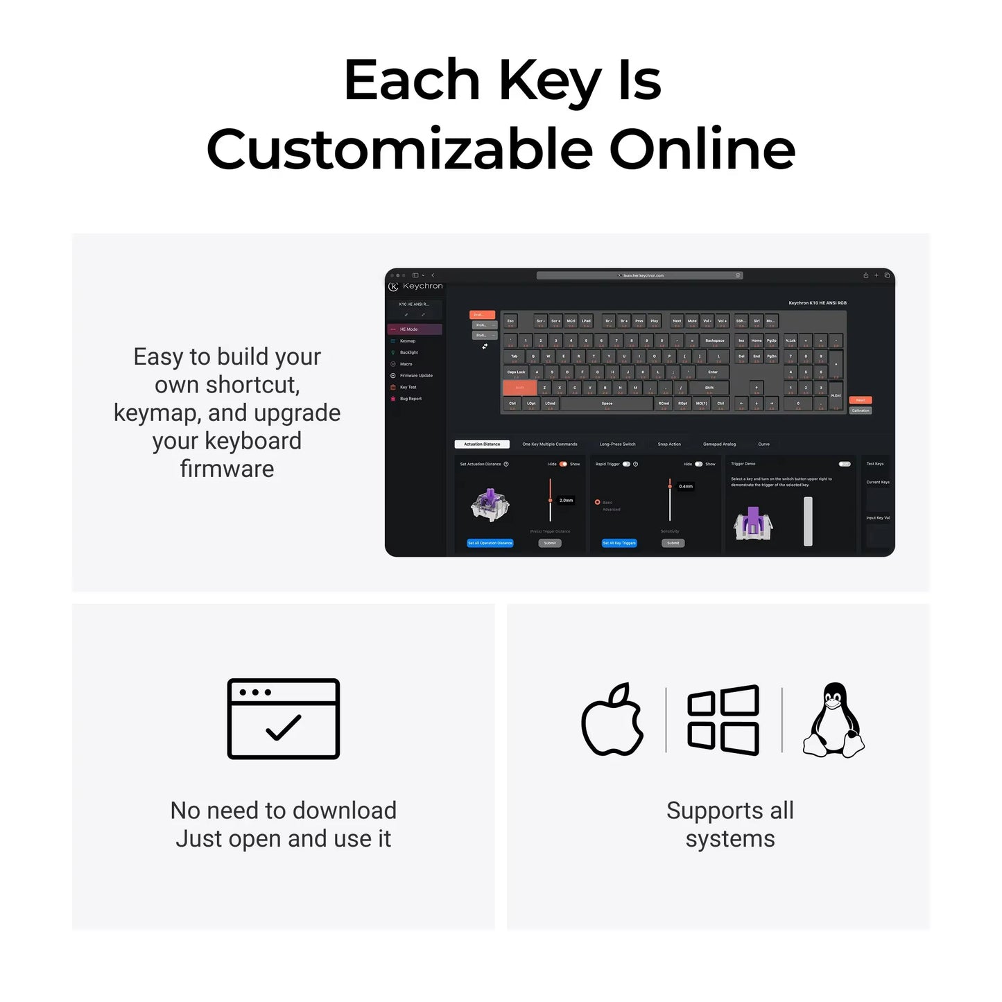 Keychron K10 HE Wireless Magnetic Switch Custom Keyboard Special Edition Full Size RGB Backlight Double-Shot PBT Keycap
